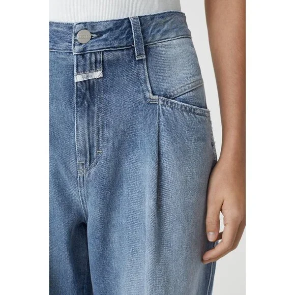 🆕 CLOSED Pearl High Rise Distressed Tapered Denim Jeans Blue 31 - Picture 7 of 16